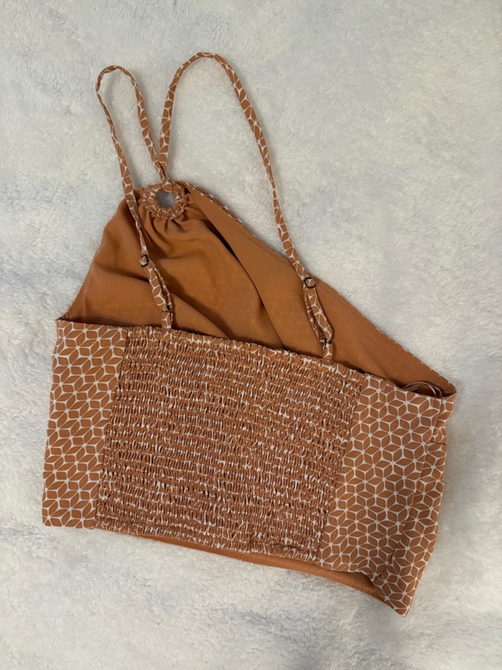 Geometric Print One-Shoulder Top - Picture 2 of 4